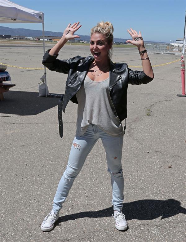 AnnaLynne McCord skydives from 18,000 feet at a charity event, Lompoc August 16, 2014