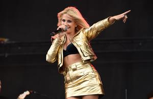 Pixie Lott performing on Day 1 of the V Festival at Hylands Park on August 16, 2014