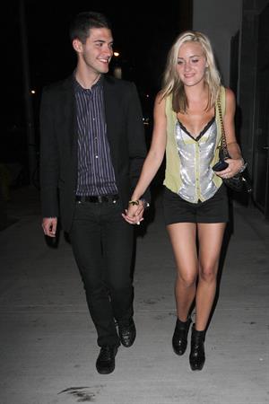 Amanda Michalka leaves a club with a friend in Los Angeles on August 7, 2010 