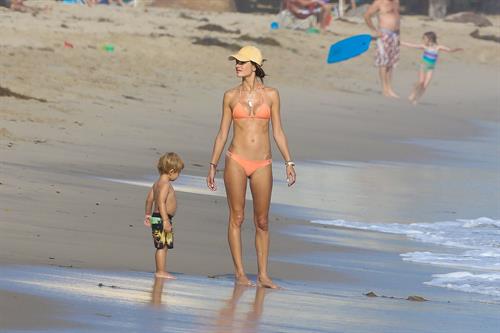 Alessandra Ambrosio Bikini Pictures Alessandra Ambrosio has a family fun day at the beach in Malibu