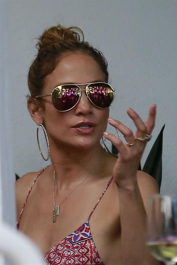 Jennifer Lopez and Leah Remini shopping at Fred Segal in Los Angeles on July 30, 2014