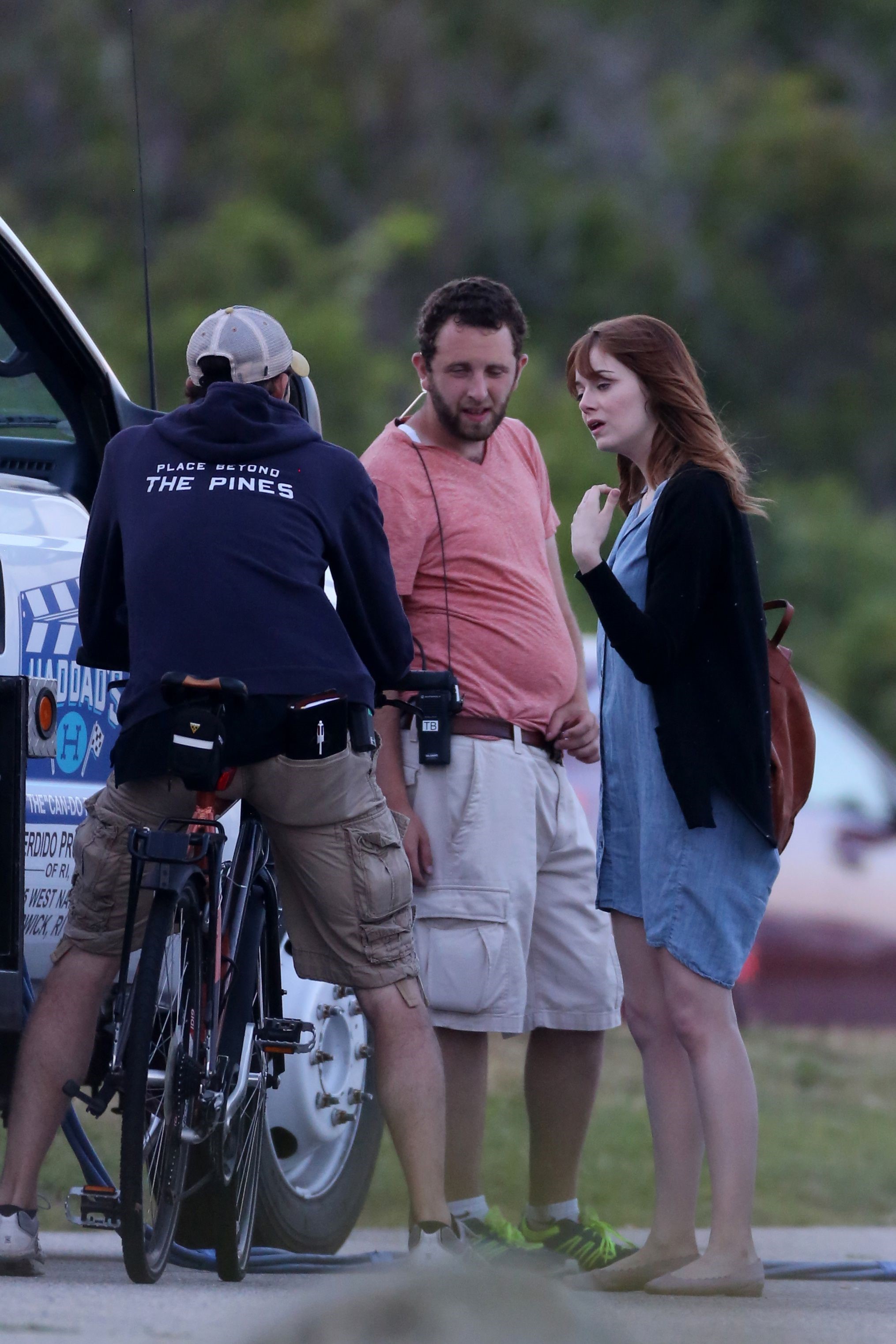 Emma Stone on the set of an untitled Woody Allen project in Newport July 28, 2014