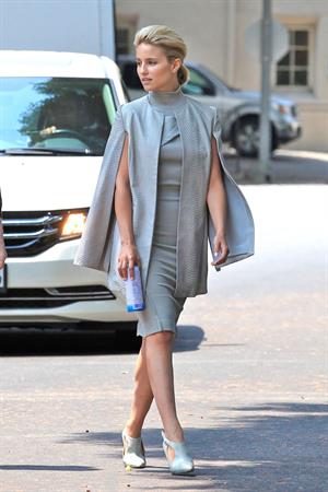 Dianna Agron wearing grey on the set of  Headlock  on July 29, 2014