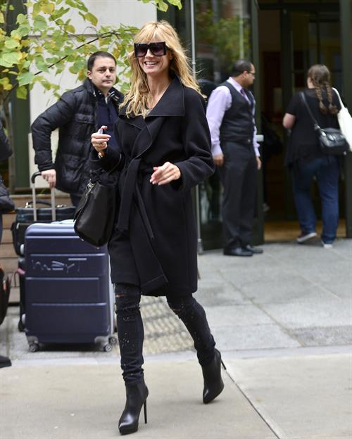 Heidi Klum leaves her hotel in New York City on November 1, 2013