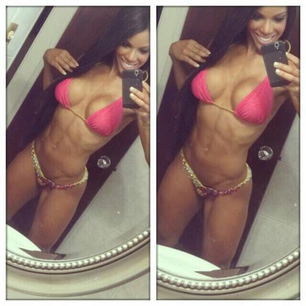 Yarishna Ayala Otero in a bikini taking a selfie