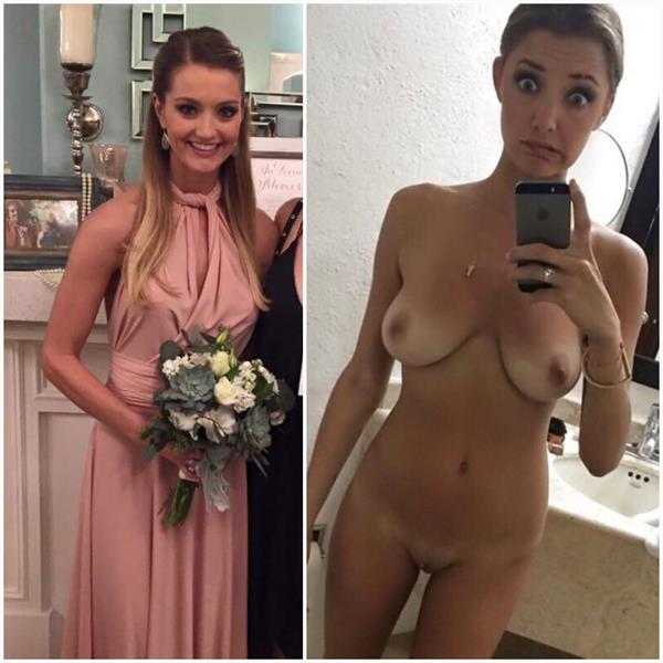 Dressed/Undressed taking a selfie and - breasts