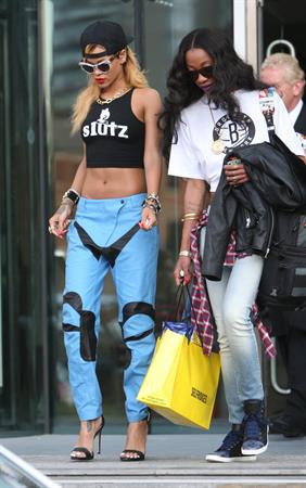 Rihanna arrives, an hour late, at her concert at the Manchester Arena on July 16, 2013