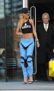 Rihanna arrives, an hour late, at her concert at the Manchester Arena on July 16, 2013
