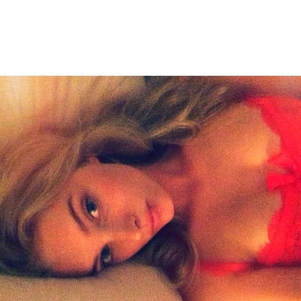 Elsa Hosk in lingerie taking a selfie