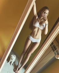 Polina Malinovskaya in lingerie taking a selfie
