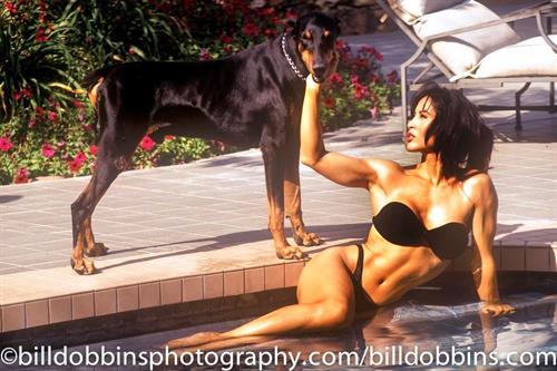 Rachel McLish in a bikini