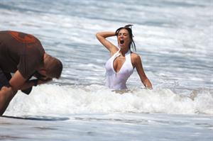 Charlie Riina in a beach photoshoot for 128 Water in Santa Monica on  11/25/2018