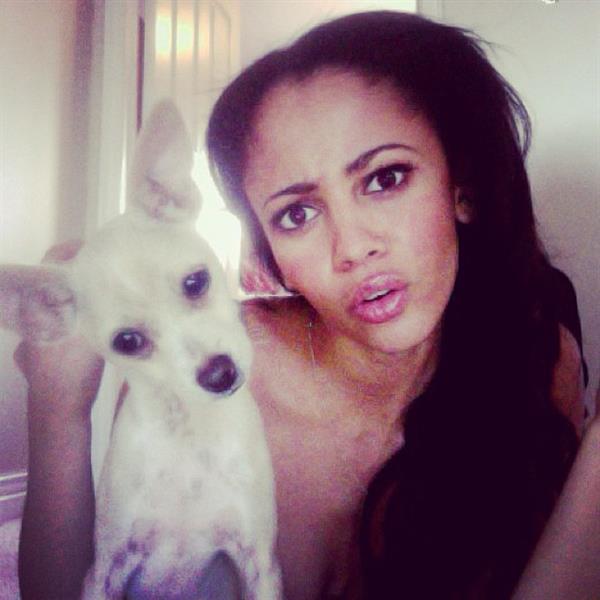 Vanessa Morgan taking a selfie