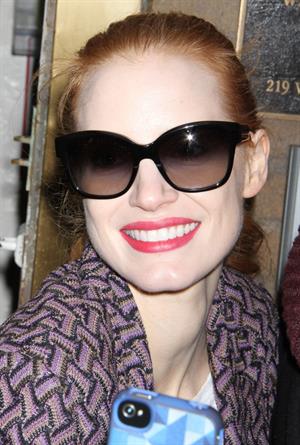 Jessica Chastain arriving at the Walter Kerr Theatre in New York - February 6, 2013 