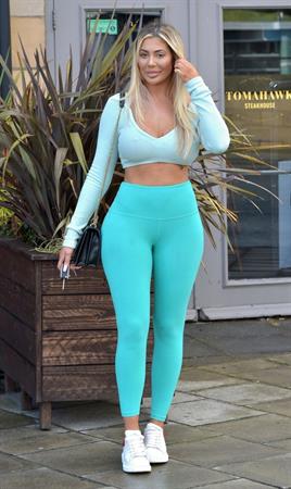 Chloe Ferry braless tits pokies in a tight blue outfit showing off her ass and boobs seen by paparazzi.




