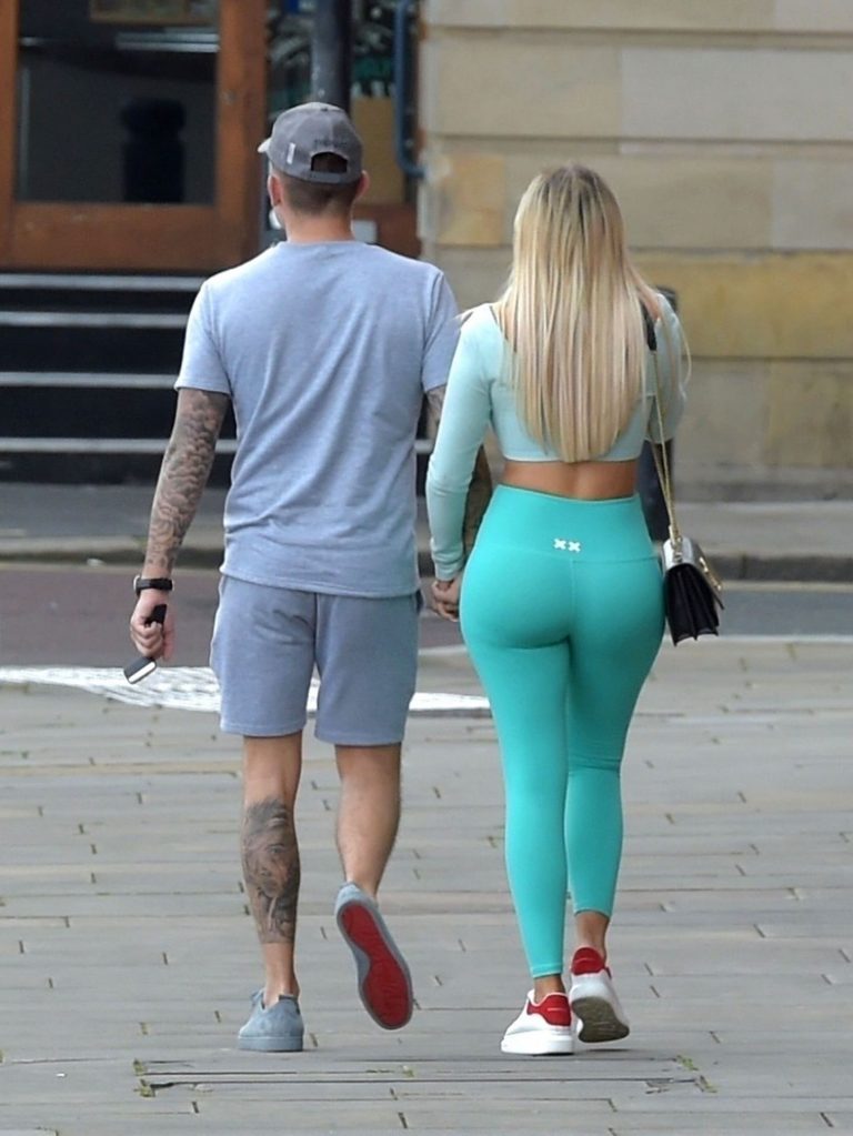 Chloe Ferry Pictures Chloe Ferry braless tits pokies in a tight blue outfit showing off her ass and boobs seen by paparazzi.