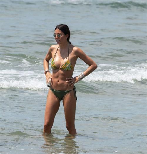 Elisabetta Gregoraci Bikini Pictures Elisabetta Gregoraci sexy ass and cleavage in a bikini at the beach seen by paparazzi.