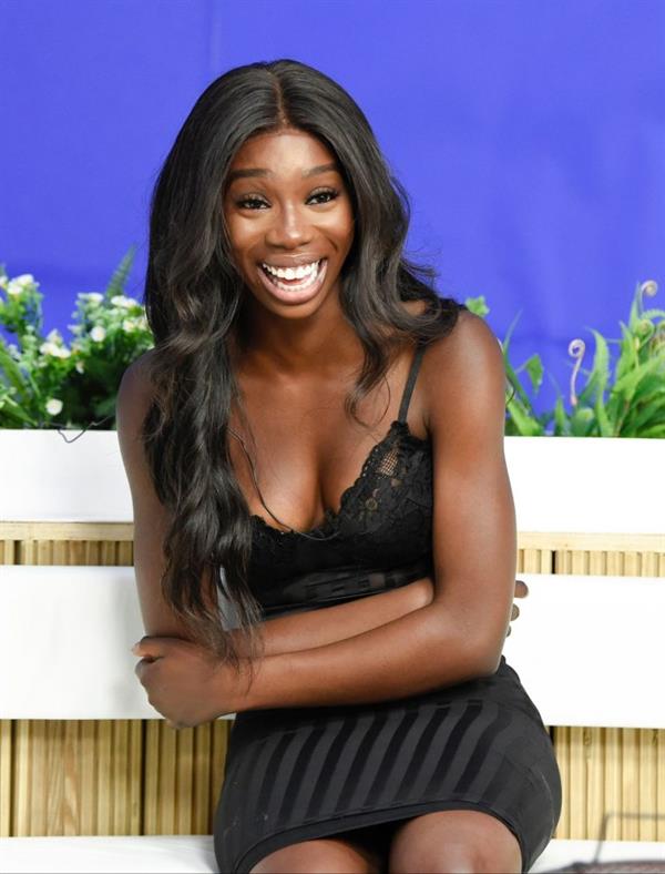 Yewande Biala from Love Island sexy in a tight black dress on  I Saw It First HQ .















