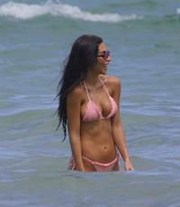 Chantel Jeffries sexy ass in a bikini at the beach in Miami seen by paparazzi showing nice cleavage.























