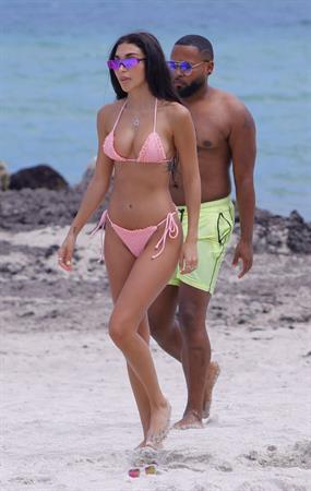 Chantel Jeffries sexy ass in a bikini at the beach in Miami seen by paparazzi showing nice cleavage.























