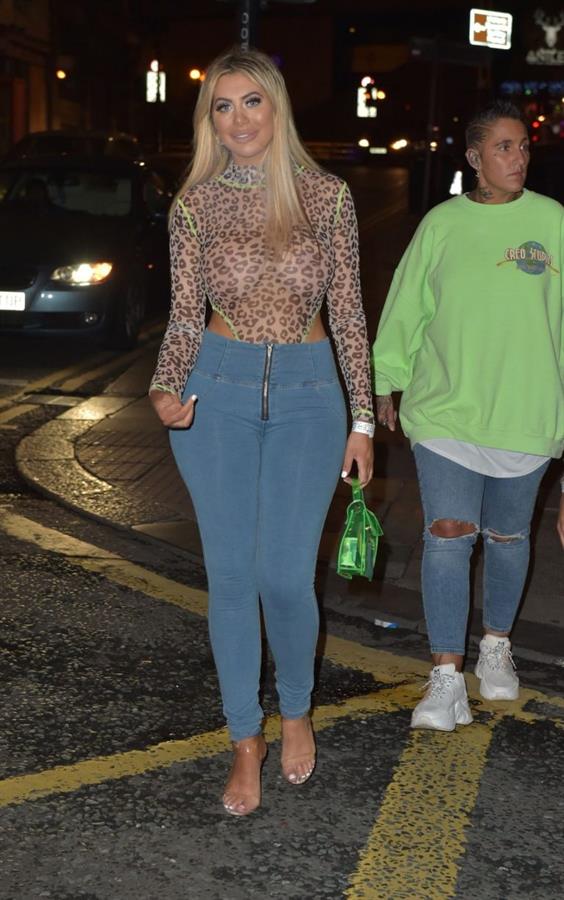 Chloe Ferry braless boobs in a see through top seen by paparazzi showing off her tits and ass.





