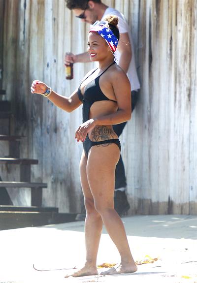 Christina Milian at the beach