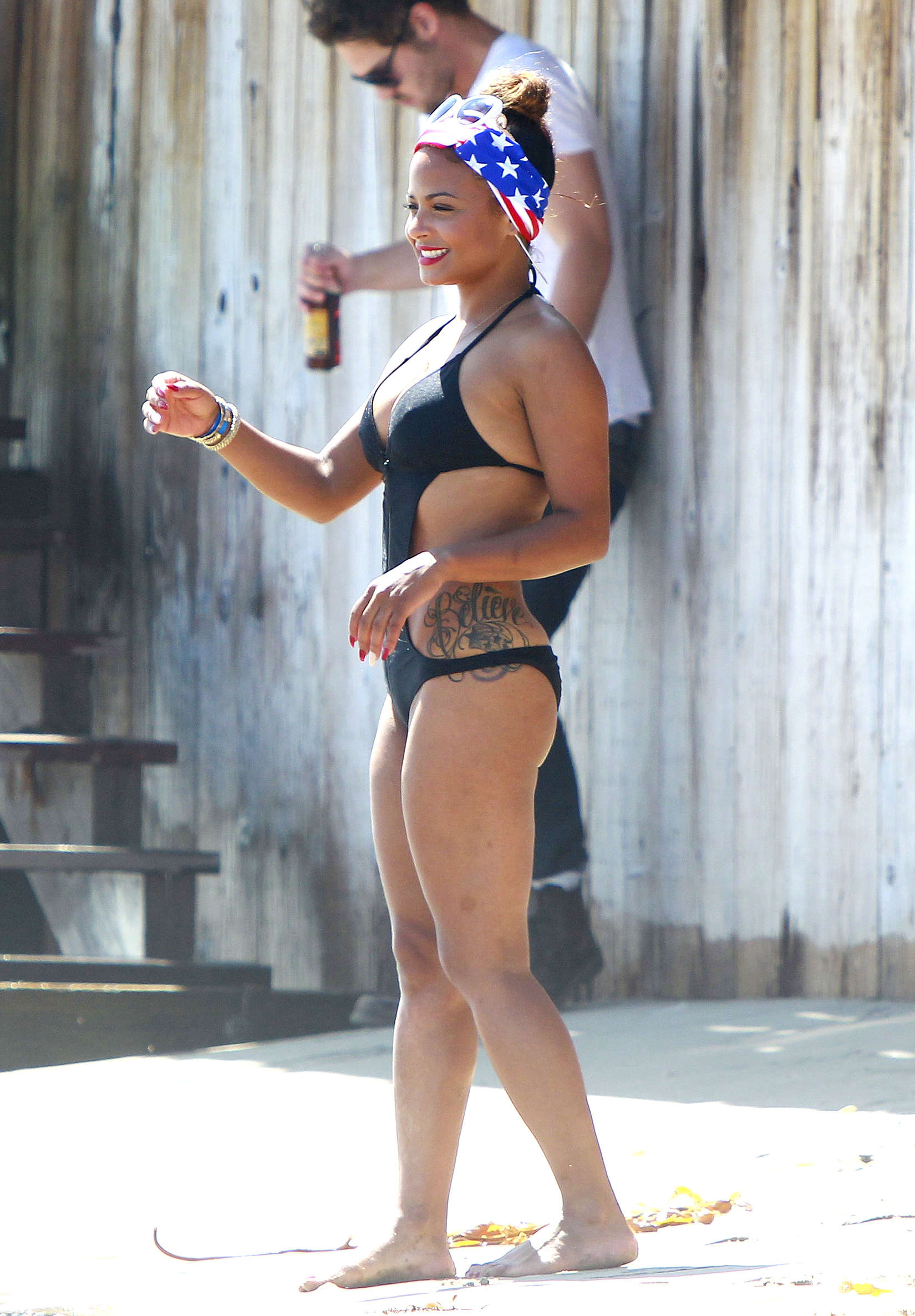 Christina Milian at the beach