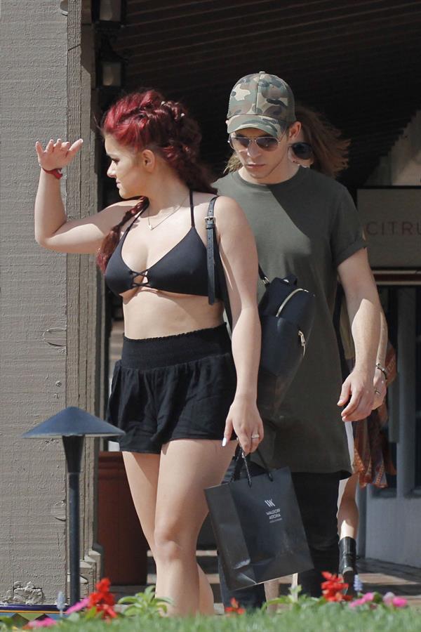 Ariel Winter paparazzi pictures in black bikini top and short skirt