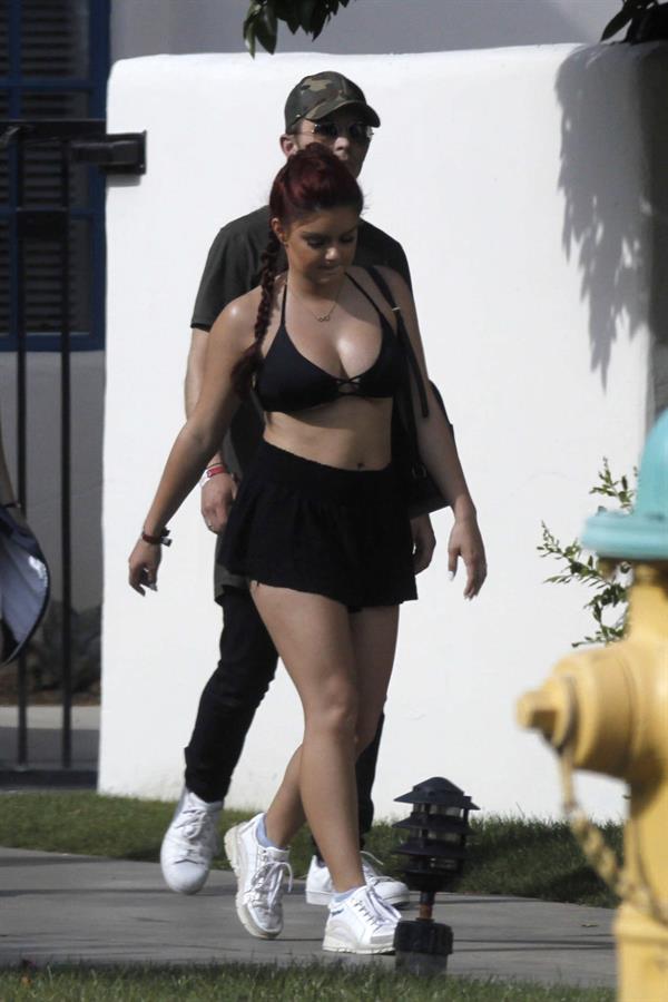 Ariel Winter paparazzi pictures in black bikini top and short skirt