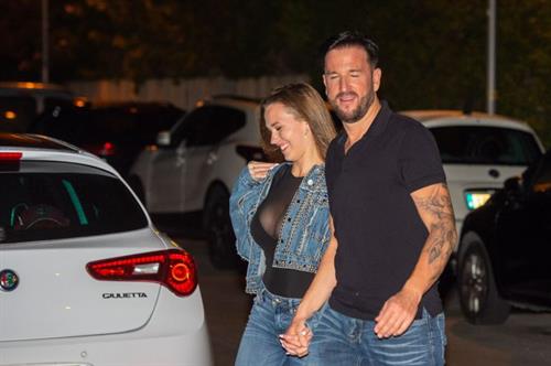 Laura Müller Pictures Laura Müller braless boobs in a see through top showing nice cleavage seen by paparazzi.