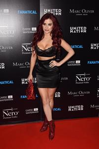 Carla Howe nip slip wardrobe malfunction seen by paparazzi flashing her tits on the red carpet for Fanatical film premiere.



















