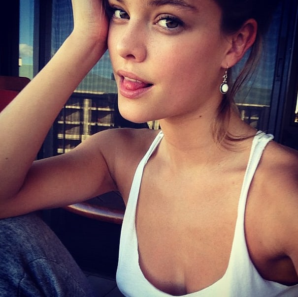 Nina Agdal taking a selfie