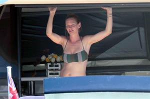Uma Thurman on a yacht in St Trope July 6, 2013 
