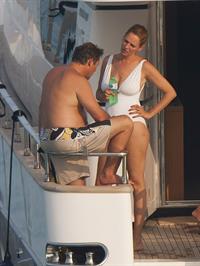 Uma Thurman bathing suit on Yacht in Saint-Tropez July 7-2013 