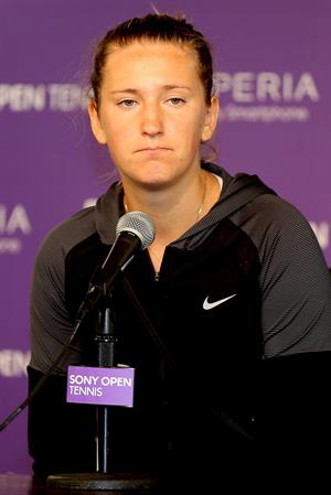 Victoria Azarenka at Press Conference during Sony Open at Crandon Park Tennis Center in Key Biscayne March 22, 2013 