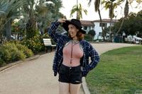 Kayla Coyote in Denim Shorts