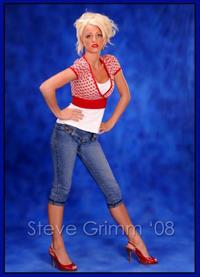 Olivia in Capri Cut Blue Jeans