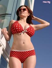 Adorable Danielle Riley gets ready for summer by sunning her natural boobs