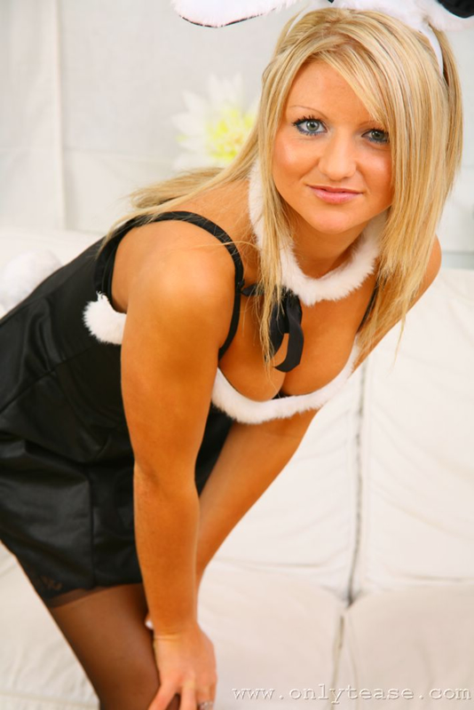  Stunning Liana Lace hops out of her cute bunny girl outfit.  