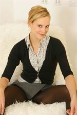  Gorgeous leggy Joceline in opaque pantyhose and miniskirt 