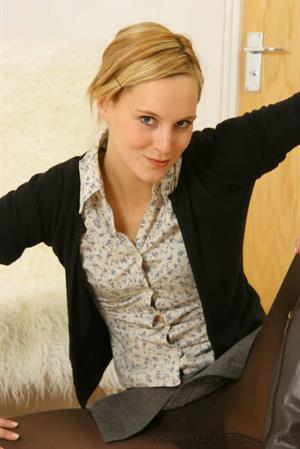 Joceline Nude Pictures Gorgeous leggy Joceline in opaque pantyhose and miniskirt