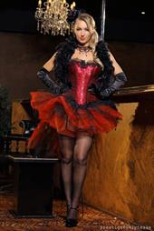  Busty blonde burlesque dancer shows she is even better at teasing off the stage than she is on it