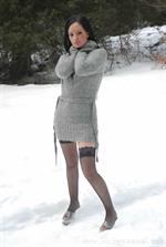  Beathtaking Kate B in a gorgeous grey minidress and stockings. 