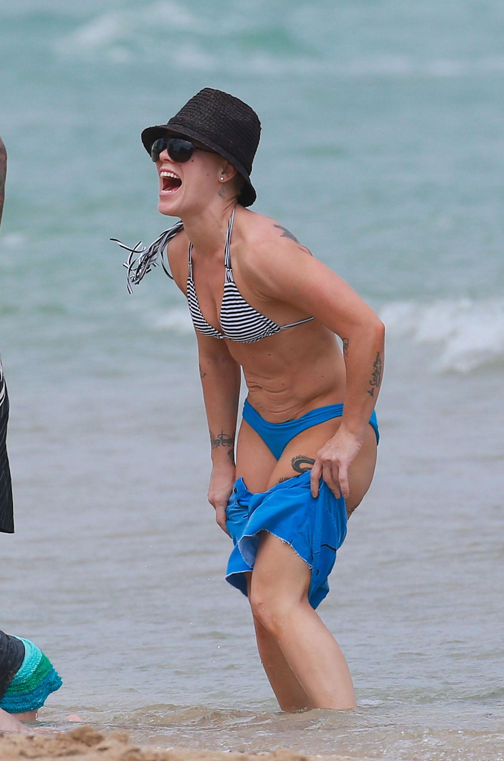 Pink in a bikini