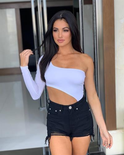 Kayla Fitzgerald in Black Daisy Duke Cutoff Jean Shorts  