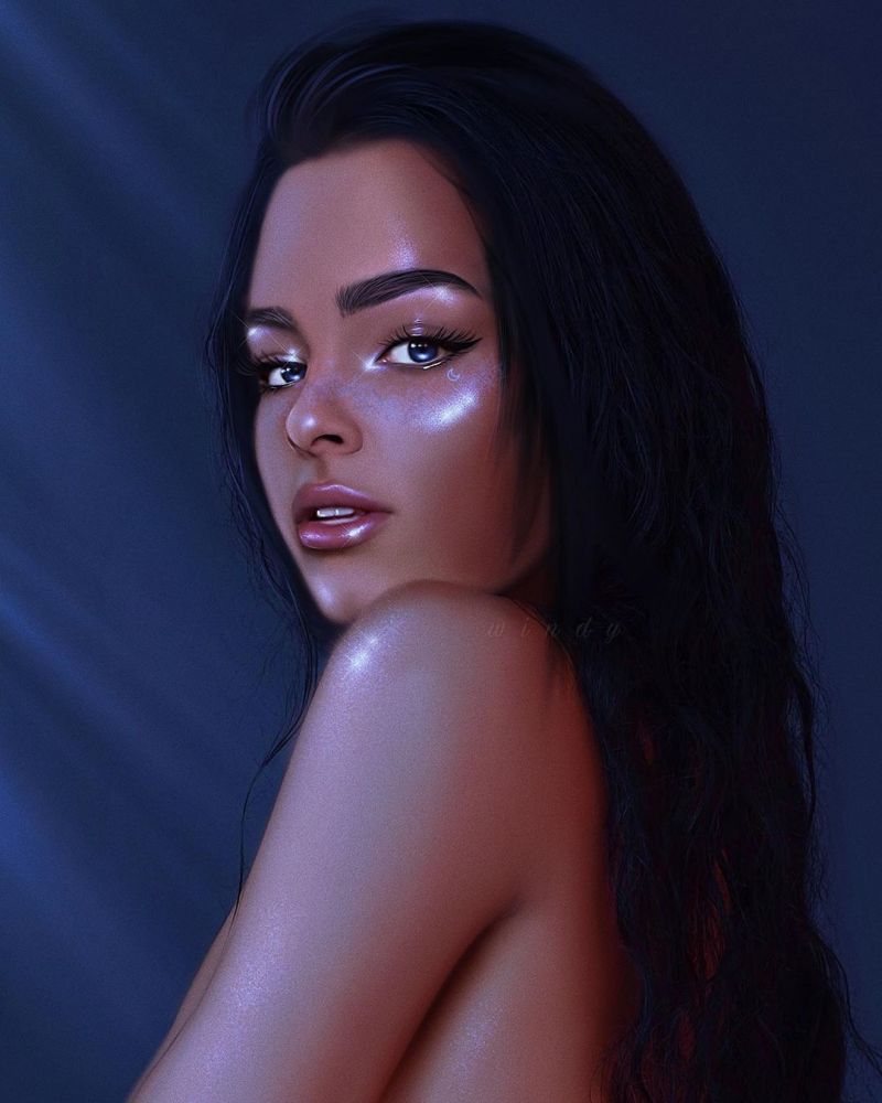 Addison Rae Pictures Addison Rae nude new artsy photo with her posing topless covering her boobs with her arm.