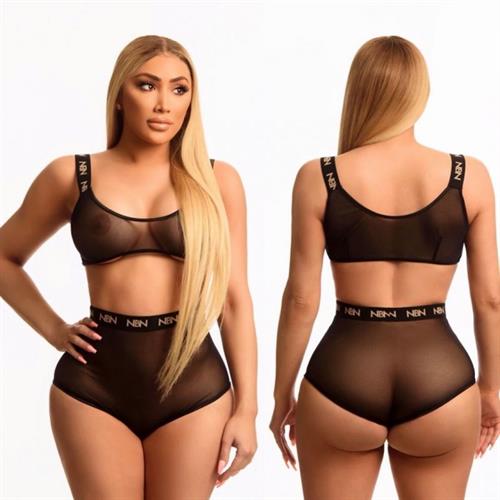 Nikki Mudarris Pictures Nikki Mudarris aka MissNikkiiBaby boobs in completely see through lingerie showing off her big tits and sexy ass booty in matching bra and underwear.