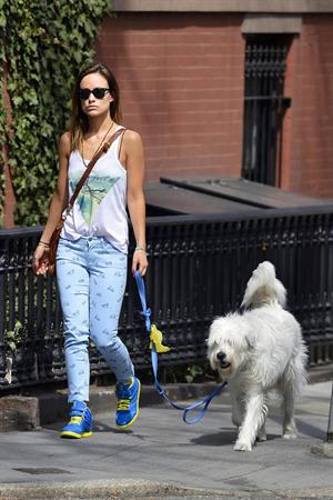 Olivia Wilde walking her dog in New York City - April 9, 2013 
