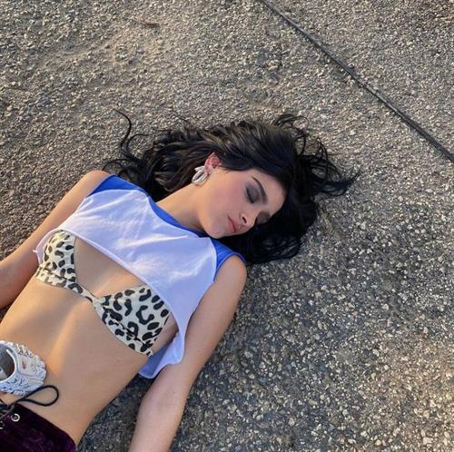 Dixie D’Amelio Pictures Dixie D’Amelio boobs showing nice cleavage with her tits in a sexy bra laying on the ground with her shirt pulled up.