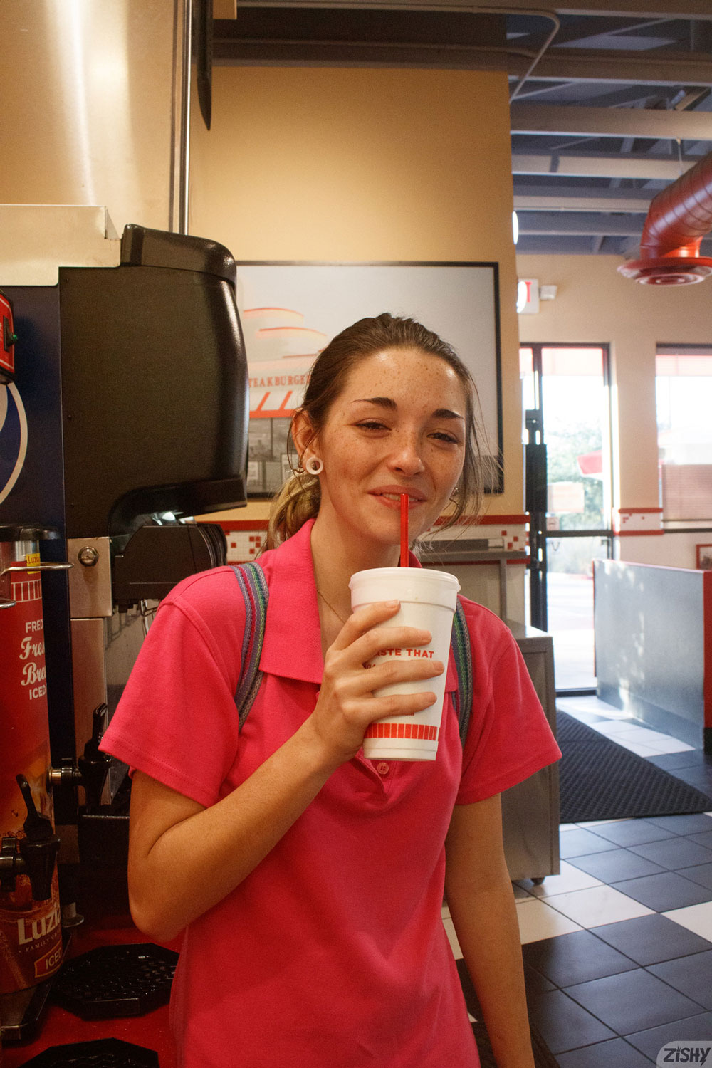Hannah Tarley Teasing in a Diner